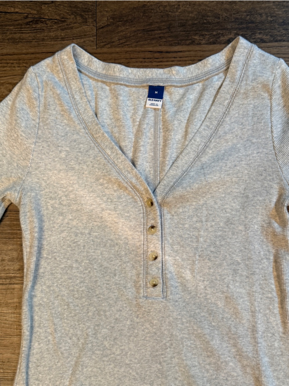 Old Navy Cream Long Sleeve Henley Maxi Dress - Picture 3 of 4